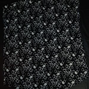 Women's Black A-Line Skirt with White Abstract Print